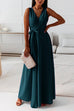 Camilladress Wrap V Neck Tie Waist Sleeveless Maxi Swing Dress