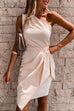 Camilladress One Shoulder Sleeveless Tie Waist Ruched Party Dress