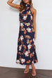 Camilladress Halter Sleeveless Waisted Printed Holiday Dress