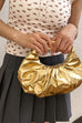 Camilladress Metallic Ruched Faux Leather Funky Handbag