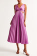 V Neck Cut Out Waist Sleeveless Pleated Maxi Dress(7 Colors Available!)