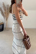 Camilladress V Neck Crochet Hollow Out Color Block Knitting Maxi Cami Dress