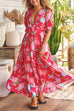 Camilladress V Neck Button Up Floral Print Flowy Maxi Dress