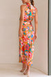 Camilladress Tie Back Halter Sleeveless Waisted Maxi Floral Dress