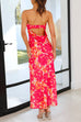 Camilladress Strapless Off Shoulder Backless Printed Maxi Party Dress