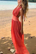 Camilladress Deep V Neck Halter Backless Flowy Maxi Party Dress