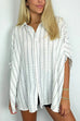 Camilladress Oversized Button Down Batwing Sleeves Striped Shirt