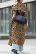 Camilladress Lapel Open Front Leopard Midi Trendy Coat