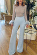 Camilladress Feather-Paneled Long Sleeves Bell Bottoms Sequin Jumpsuit