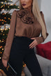 Camilladress V Neck Long Sleeves Flower Detail Satin Shirt