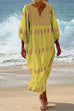 Camilladress 3/4 Balloon Sleeves Bohe Printed Caftan Midi Vacation Dress