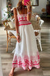 Camilladress Smocked Tie Shoulder Printed Ruffle Maxi Cami Dress