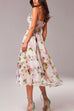 Camilladress Adjustable Strap Waisted Floral Swing Midi Holiday Dress