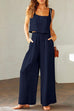 Camilladress Square Collar Cami Crop Top Wide Leg Pants Cotton Linen Set