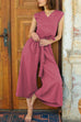 Camilladress Tie Waist Wrapped Top and Wide Leg Cropped Pants Cotton Linen Set