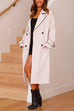 Notch Lapel Double Breasted Long Trench Coat with Belt