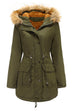 Camilladress Zip Up Drawstring Waist Fleece Lined Hoodied Parka Coat