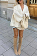 Camilladress V Neck Button Up Solid Loose Sweater