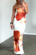 Camilladress Strapless Tube Floral Print Maxi Vacation Dress