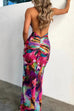 Camilladress Halter Open Back Printed Stretchy Maxi Bodycon Dress