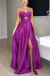 Camilladress Strapless Lace-up High Slit Satin Maxi Party Dress