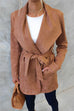 Camilladress Collared Open Front Faux Suede Coat with Belt