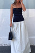 Camilladress Strapless Tube Color Block Swing Maxi Dress