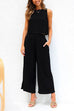 Camilladress Buttons Tank Top and Pockets Wide Leg Crop Pants Set