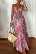 Camilladress V Neck Open Back High Waist Tie Dye Maxi Vacation Dress