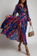 Camilladress V Neck Long Sleeve Belted Printed Maxi Wrapped Dress