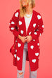 Camilladress Open Front Pocketed Valentines Date Heart Print Cardigan