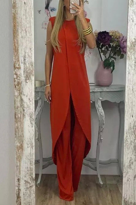 Camilladress Chic Tulip Hem Sleeveless Long Top Wide Leg Pants Set