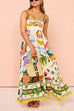 Camilladress Spaghetti Strap Tropic Print Swing Maxi Vacation Dress