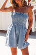 Camilladress Smocked Wide Leg Denim Cami Romper