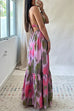 Camilladress V Neck Open Back High Waist Tie Dye Maxi Vacation Dress