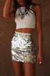 Camilladress Elastic Waist Sequin Bodycon Mini Skirt