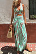 Camilladress V Neck Sleeveless Cut Out Waist Side Slit Tie Dye Maxi Dress