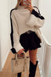 Camilladress Turtleneck Color Block Ribbed Knit Loose Sweater