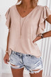 Camilladress V Neck Flare Sleeve Solid Summer Top