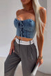 Camilladress Lace Up Strapless Denim Corset Crop Top