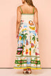 Camilladress Spaghetti Strap Tropic Print Swing Maxi Vacation Dress