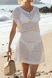 Camilladress Short Sleeves Hollow Out Waisted Beach Cover Up Dress