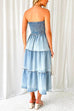 Camilladress Strapless Tube Side Slit Ruffle Tiered Denim Dress