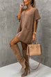 Camilladress Oversized V Neck Short Sleeves Pocketed Poncho Sweater