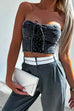 Camilladress Lace Up Strapless Denim Corset Crop Top