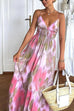 Camilladress V Neck Open Back High Waist Tie Dye Maxi Vacation Dress