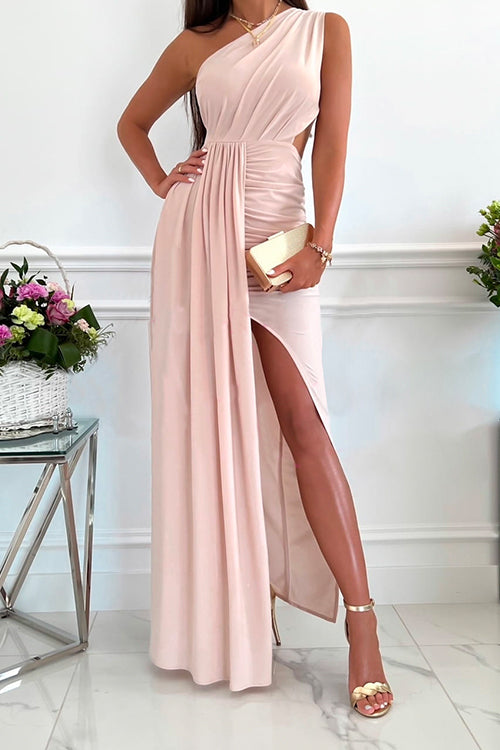 Camilladress One Shoulder Cut Out Waist High Slit Maxi Party Dress