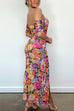 Camilladress Off Shoulder Side Split Ruched Floral Bodycon Maxi Dress