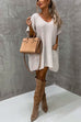 Camilladress Oversized V Neck Short Sleeves Pocketed Poncho Sweater