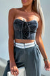 Camilladress Lace Up Strapless Denim Corset Crop Top